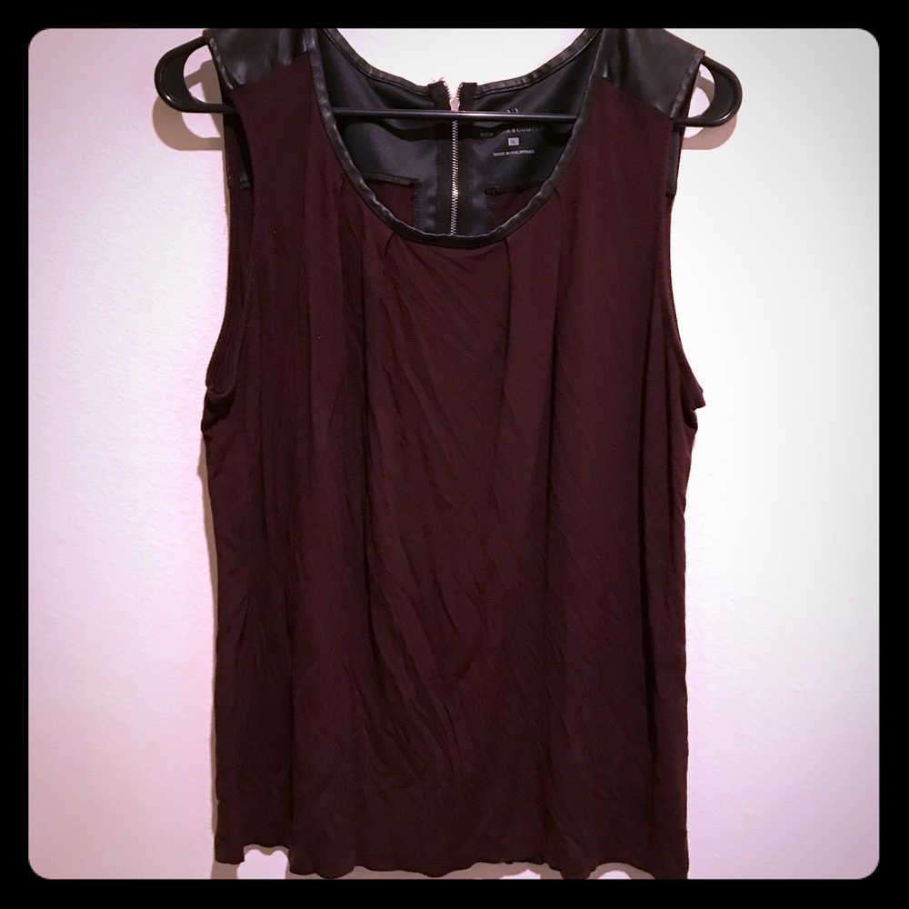 XL New York & Company top with pleather trim
